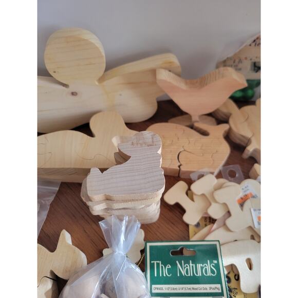 Lot of Wooden Jigsaw Puzzles, Shapes, Embellishments, Cut-Outs Craft Pieces - Picture 8 of 16
